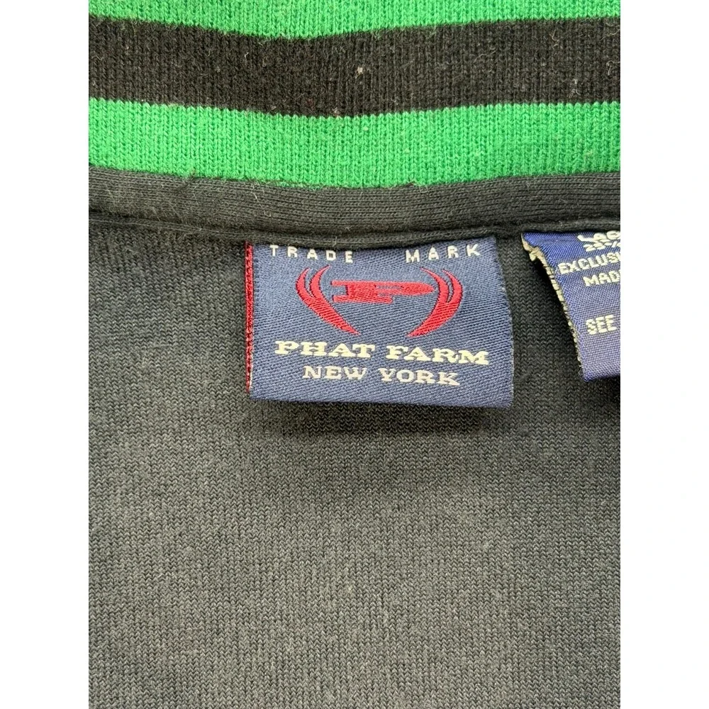 Youth Phat Farm Zip Up Jacket Black Green Size Large 14/16